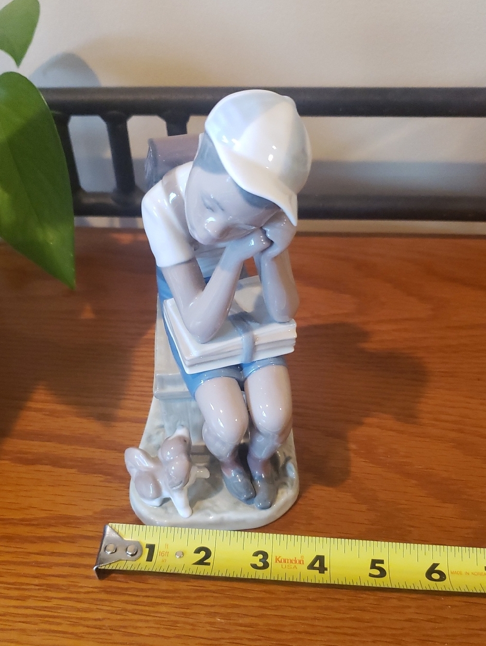 Lladro-Vtg/Retired-" Exam Day" #5250- Porcelain Boy with Books and Dog Sculpture - Picture 8 of 8